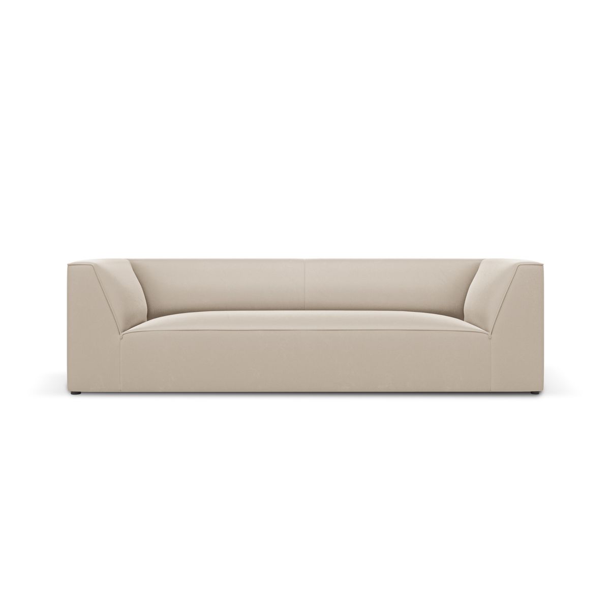 MICADONI Ruby sofa, 3 sæder - beige fløjl og sort plast