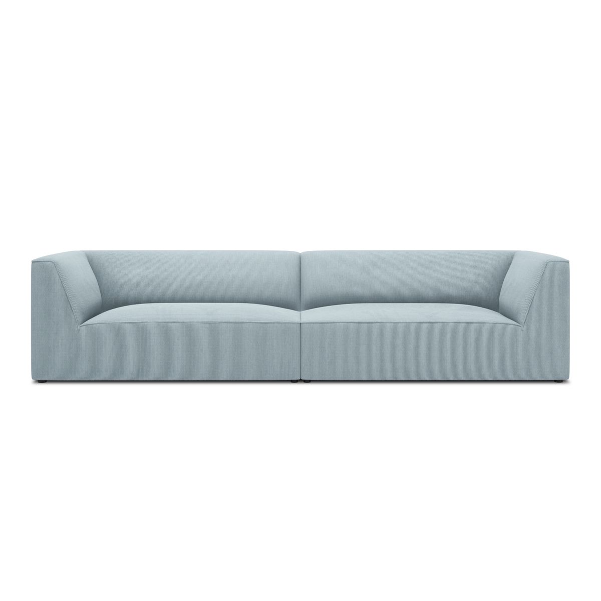 MICADONI Ruby sofa, 4 sæder - blå corduroy stof og sort plast