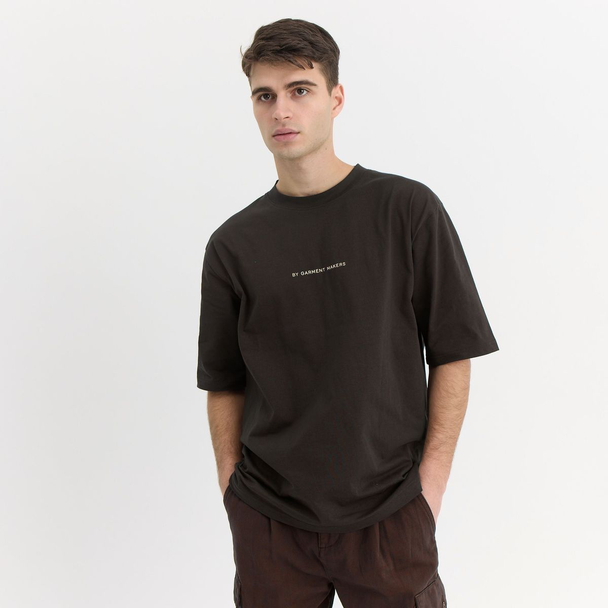 Michael Oversized Logo Tee - Ebony Brown - S