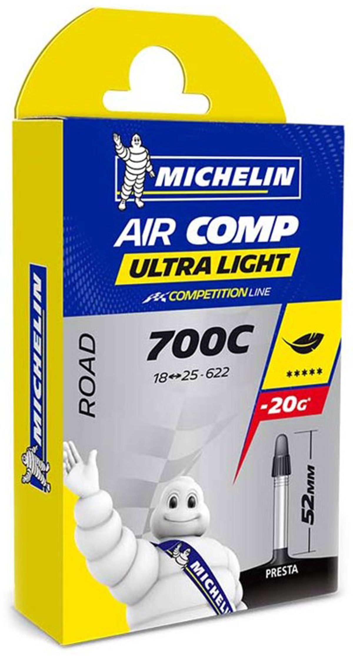 Michelin AirComp Ultra Light 700x18/25c Presta 52mm