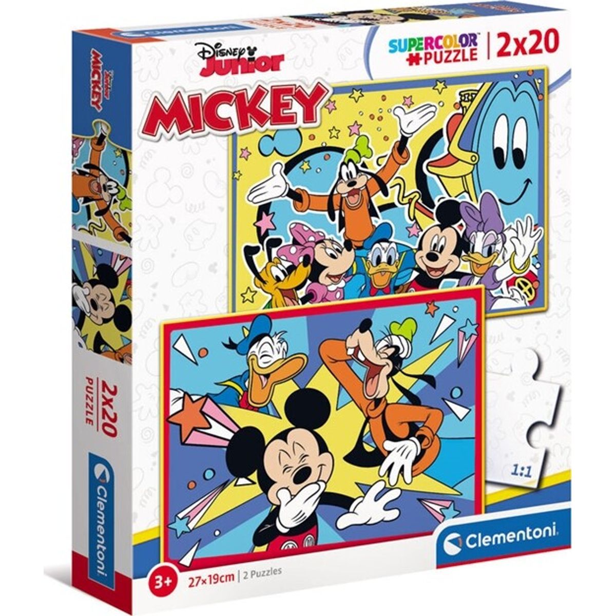 Mickey Mouse Puslespil - Super Color - Clementoni - 2x20 Brikker