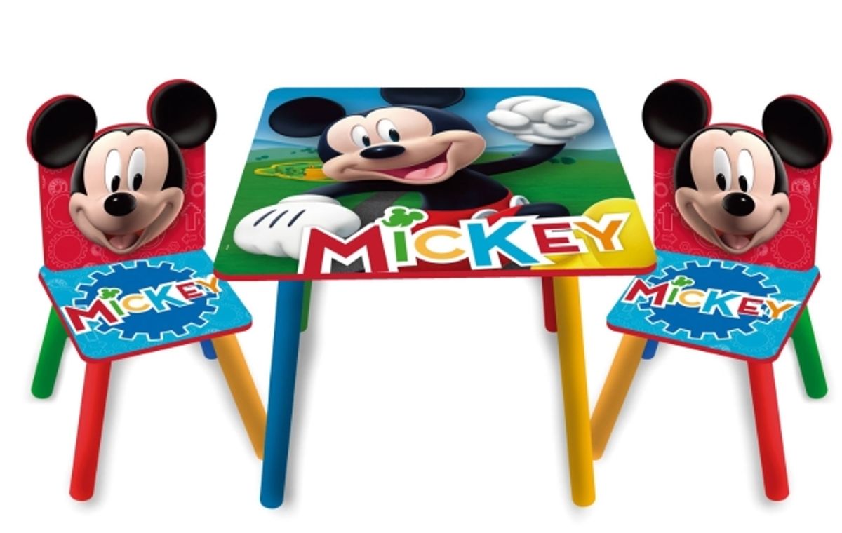 Mickey Mouse Træ Bord Med Stole