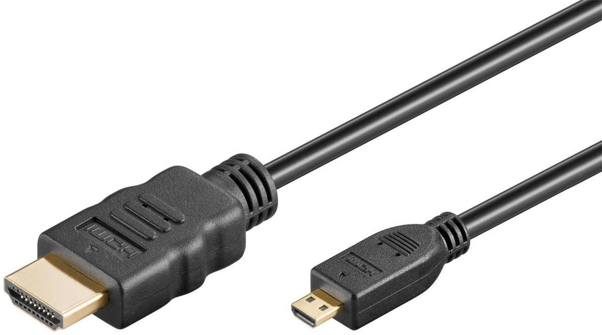 Micro HDMI - HDMI 2.0 kabel - 4K/60Hz - Guldbelagt - 1 m