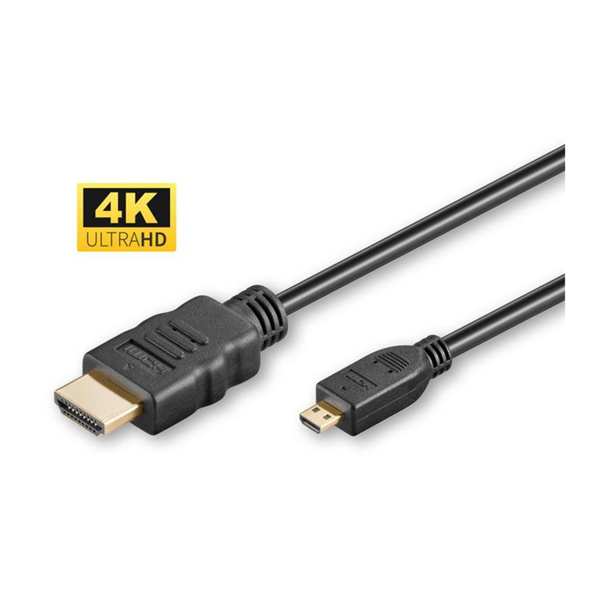 Micro HDMI - HDMI 2.0 kabel - 4K/60Hz - Guldbelagt - 1 m