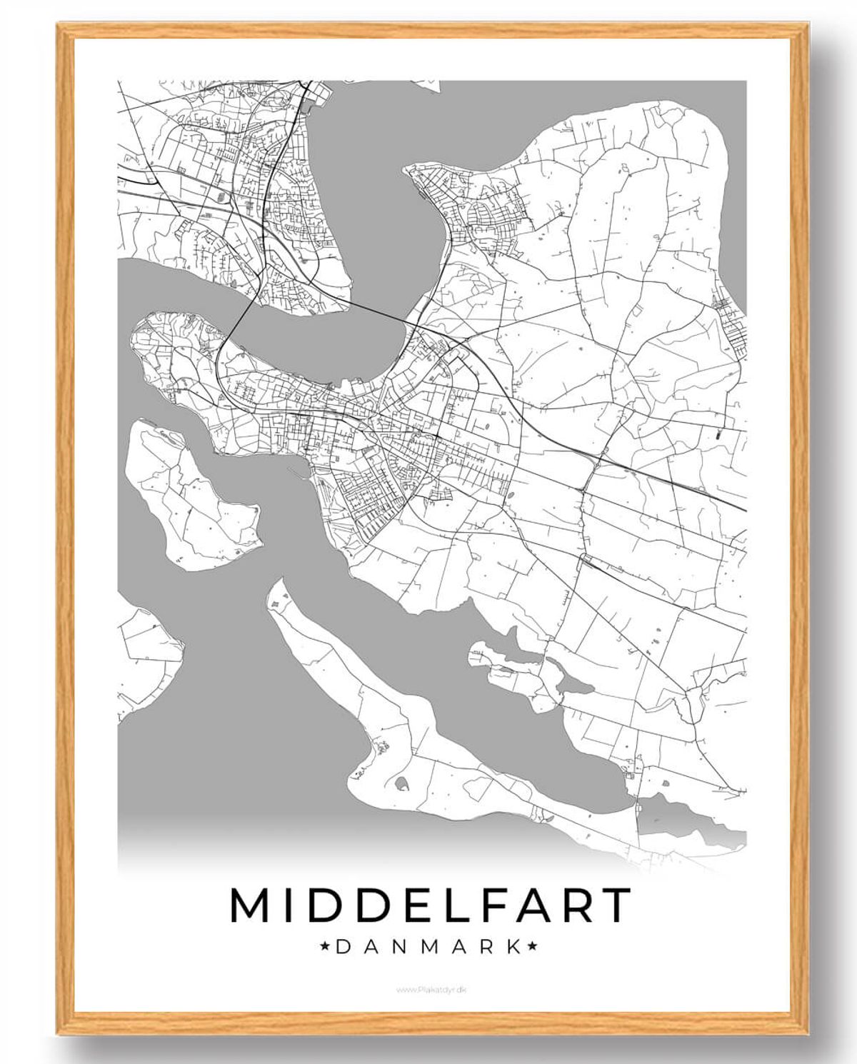 Middelfart by plakat - hvid (Størrelse: L - 50x70cm (B2))