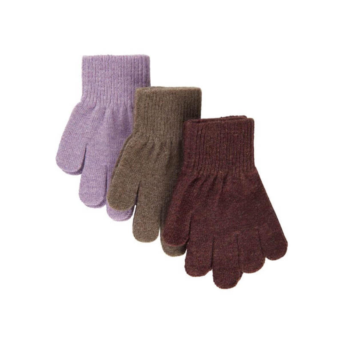 Mikk-Line - Magic Handsker 3-pak - Dark Mink/Slate Black/Chalk Violet - 1-3 år