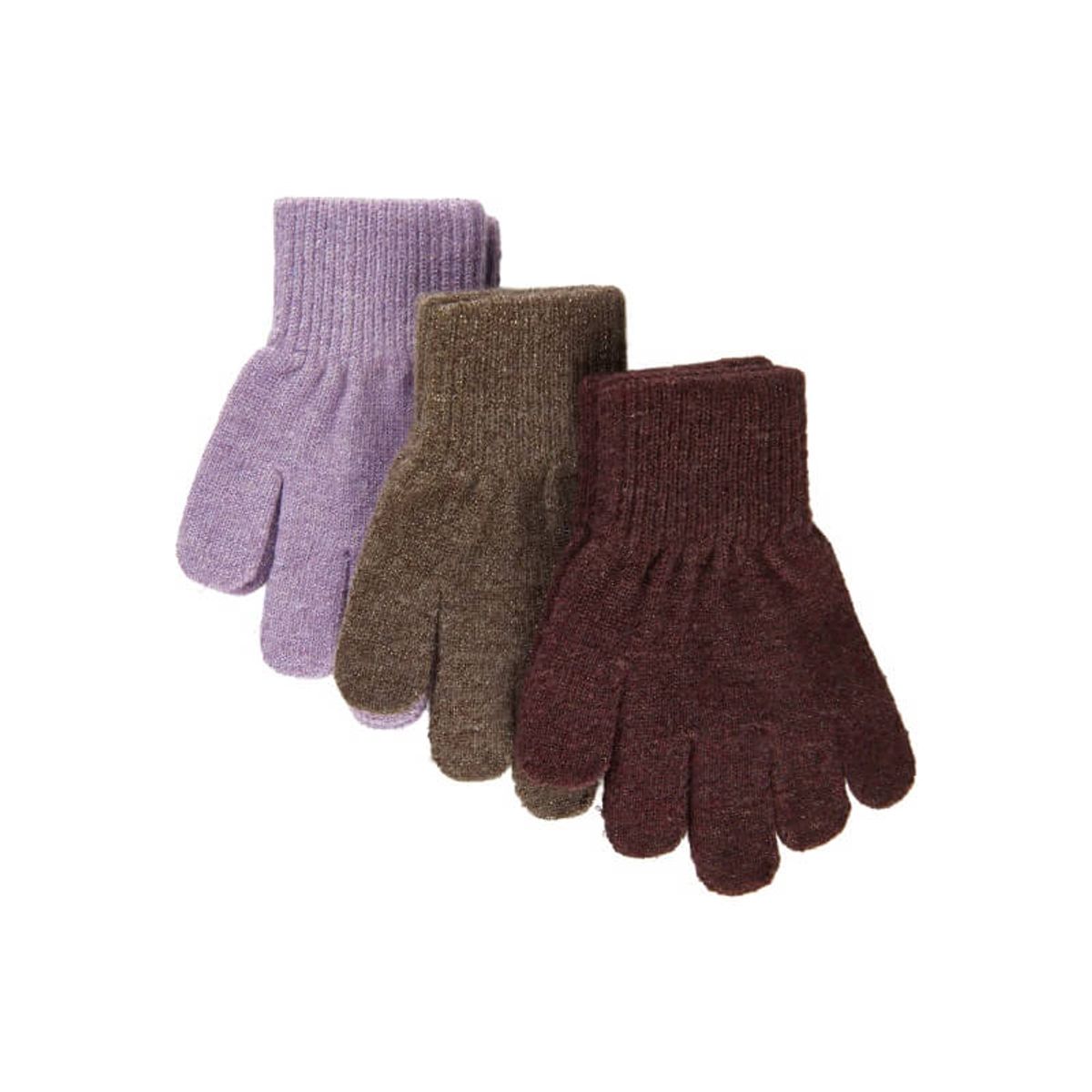 Mikk-Line - Magic handsker 3-pak - Dark Mink/Slate Black/Chalk Violet - 1-3 år