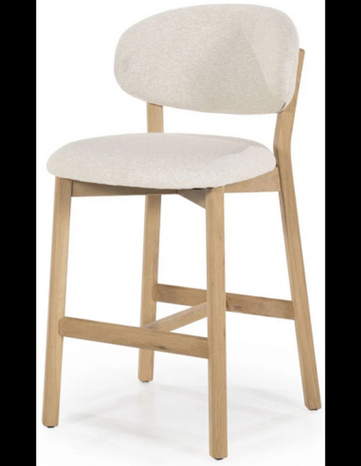 Mikky barstol i egetræ og polyester H97,5 cm - Eg/Beige