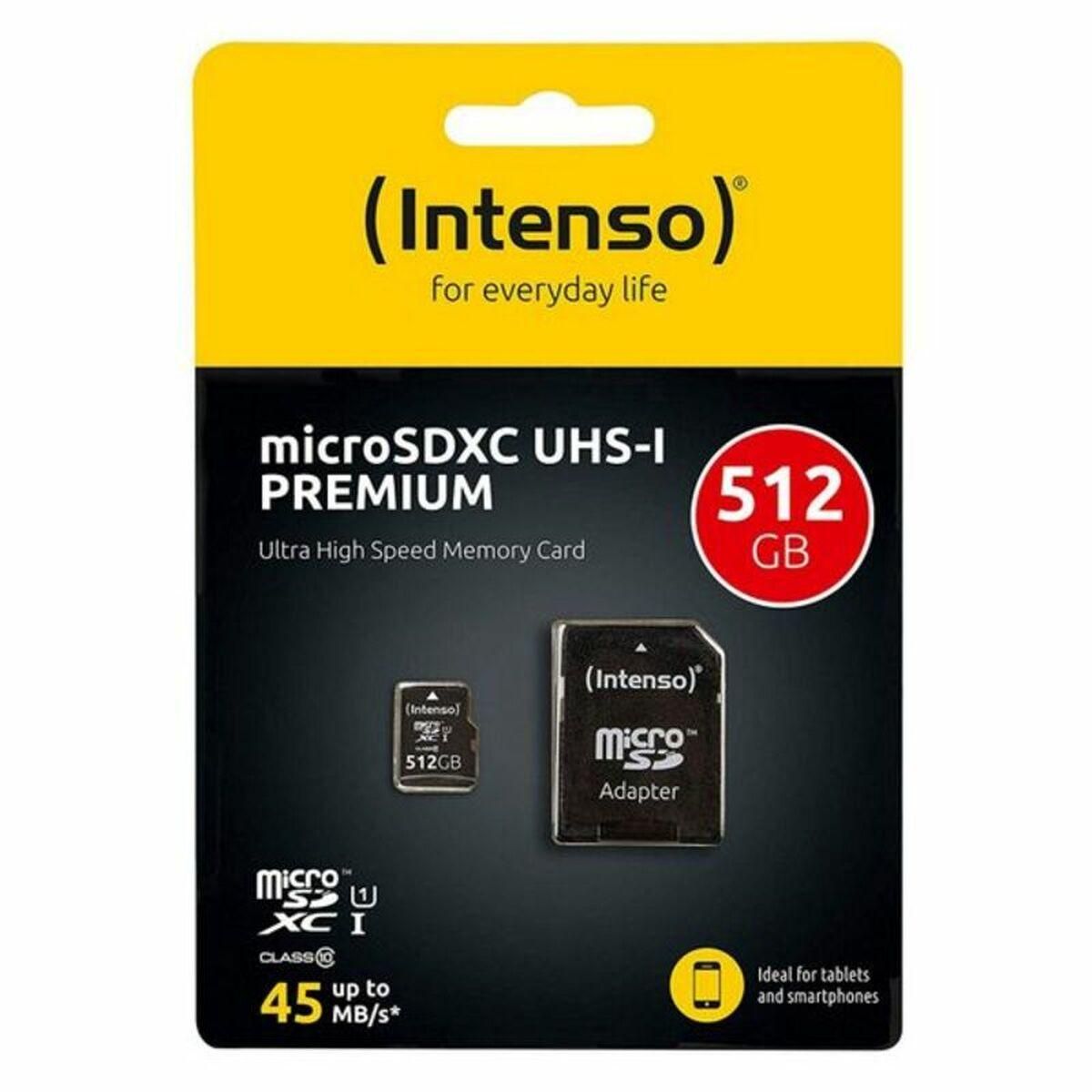 Mikro-SD-hukommelseskort med adapter INTENSO 3423493 512 GB 45 MB/s