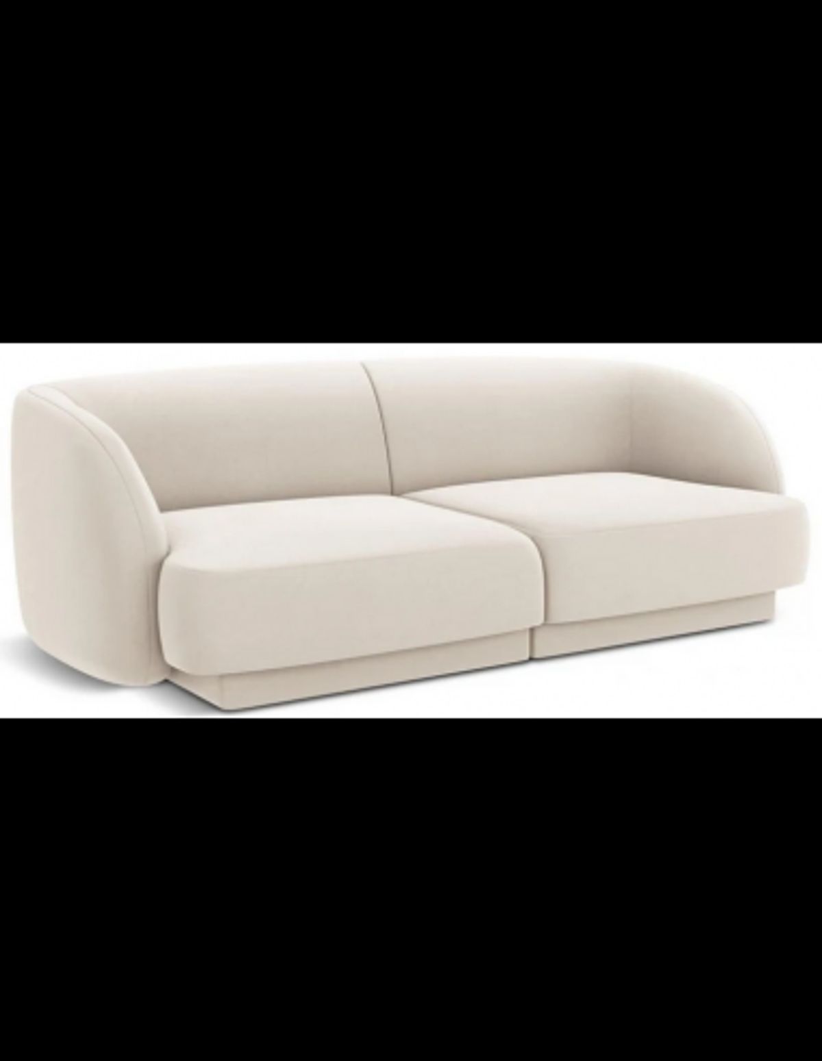 Miley 2-personers sofa i velour B184 x D85 cm - Lys beige