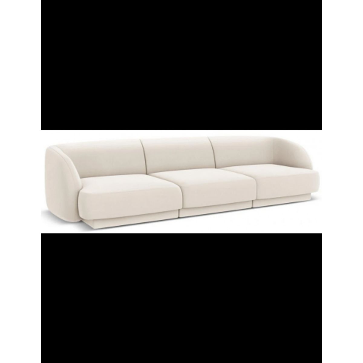 Miley 3-personers sofa i velour B259 x D85 cm - Lys beige