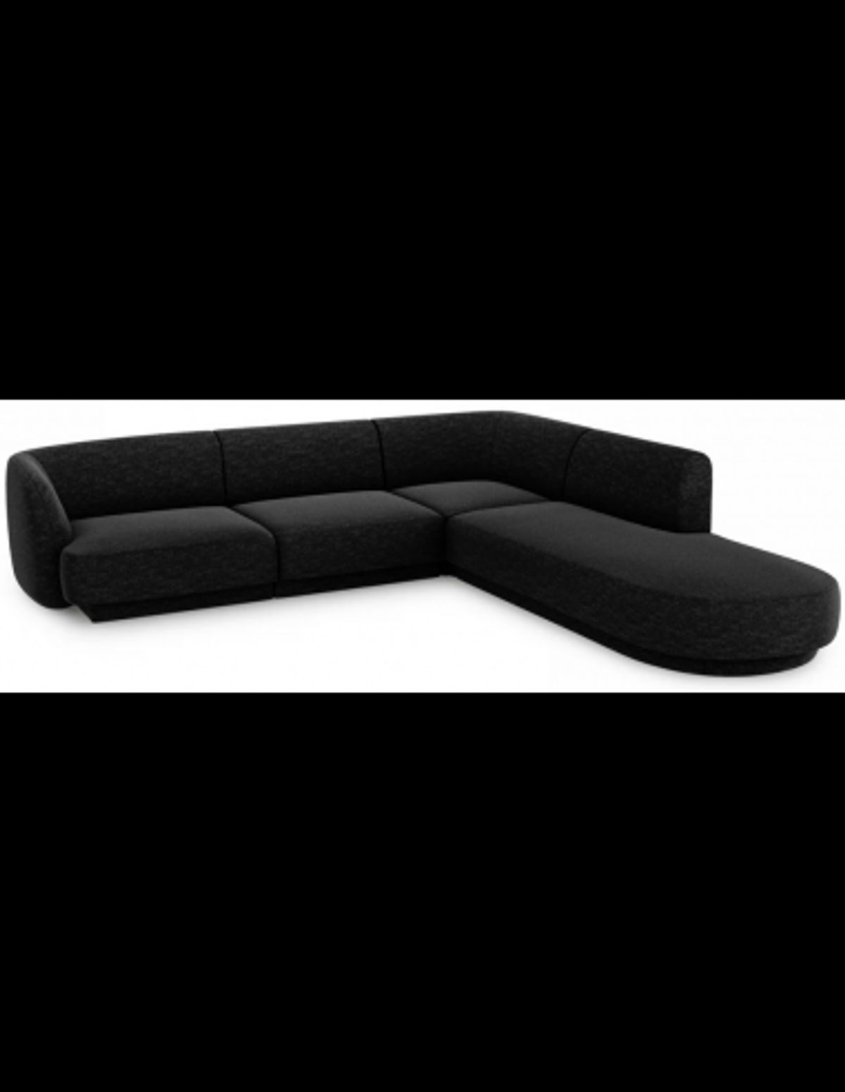 Miley højrevendt chaiselong sofa i chenille B252 x D220 cm - Sort