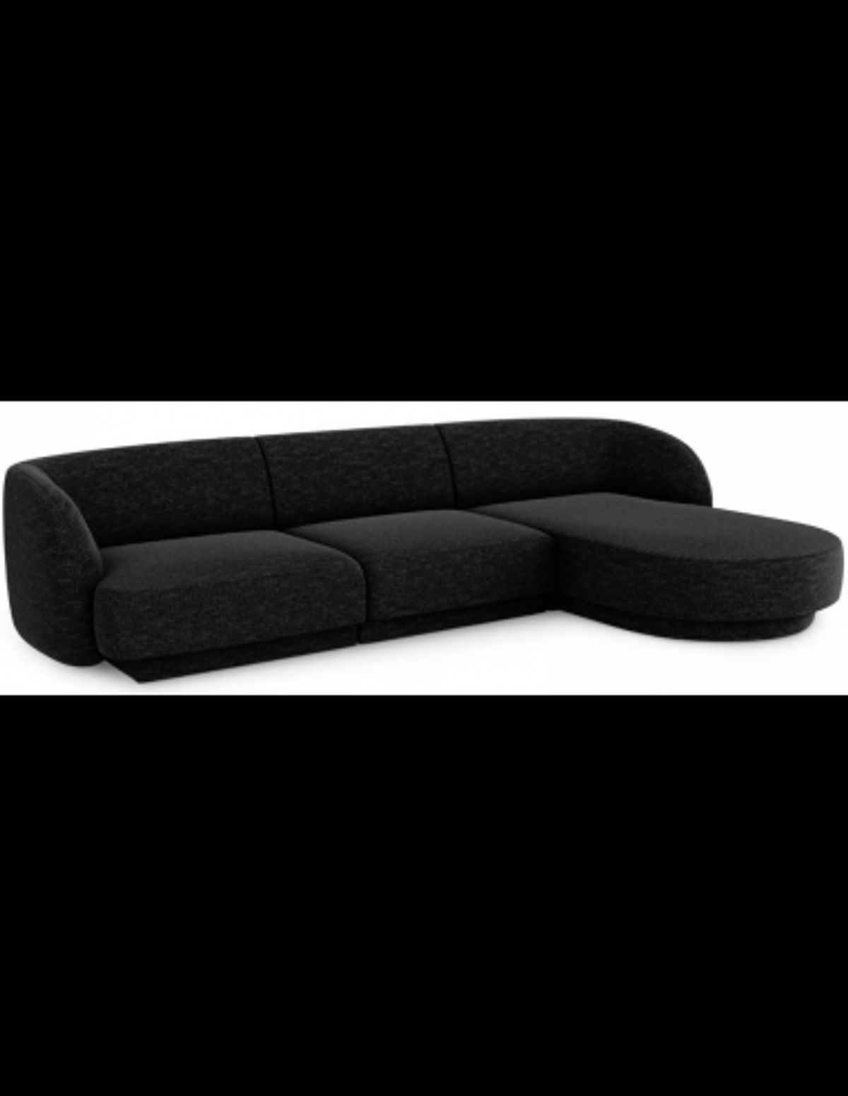 Miley højrevendt chaiselong sofa i chenille B259 x D155 cm - Sort