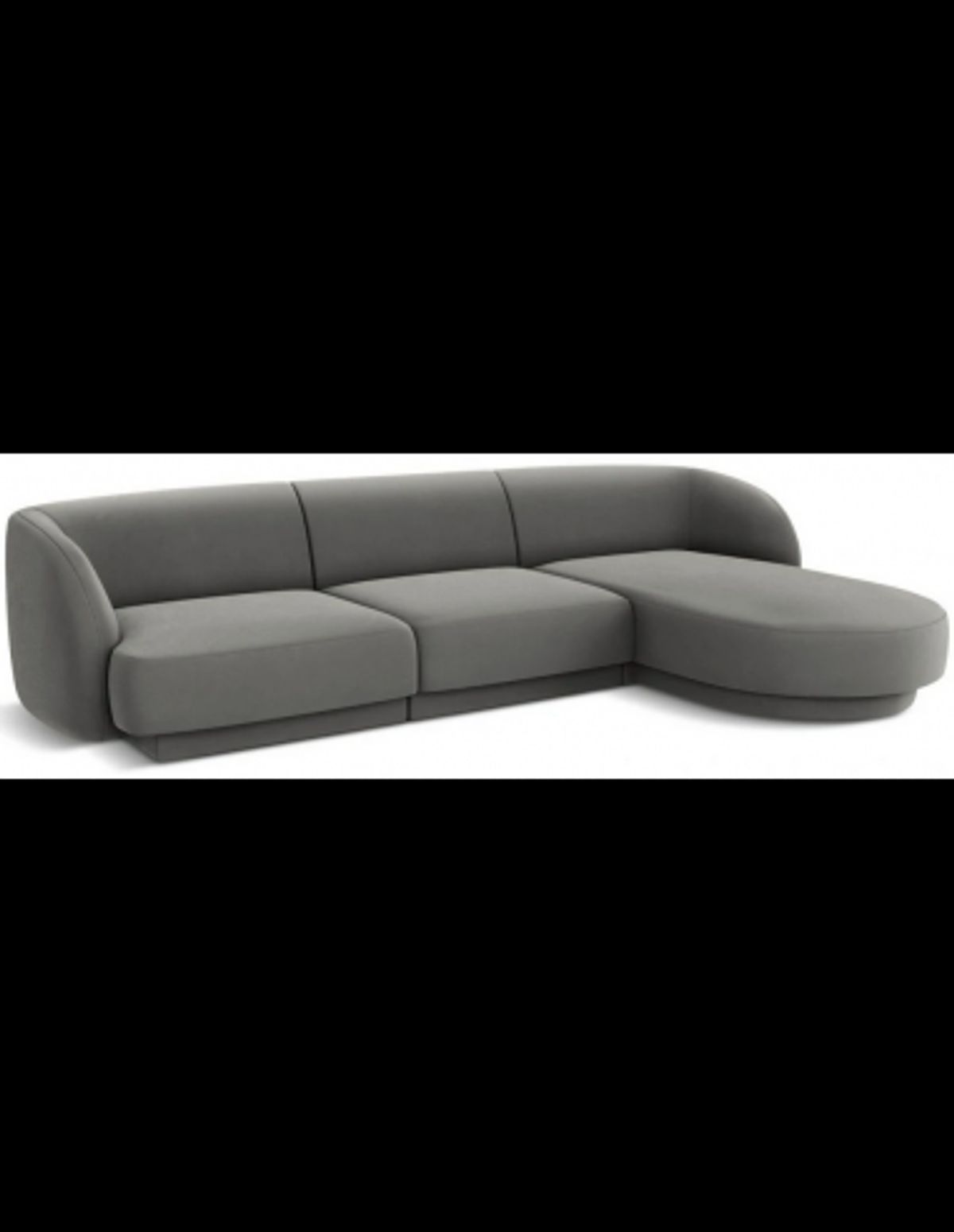 Miley højrevendt chaiselong sofa i velour B259 x D155 cm - Lysegrå