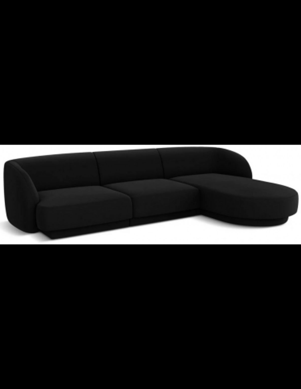 Miley højrevendt chaiselong sofa i velour B259 x D155 cm - Sort