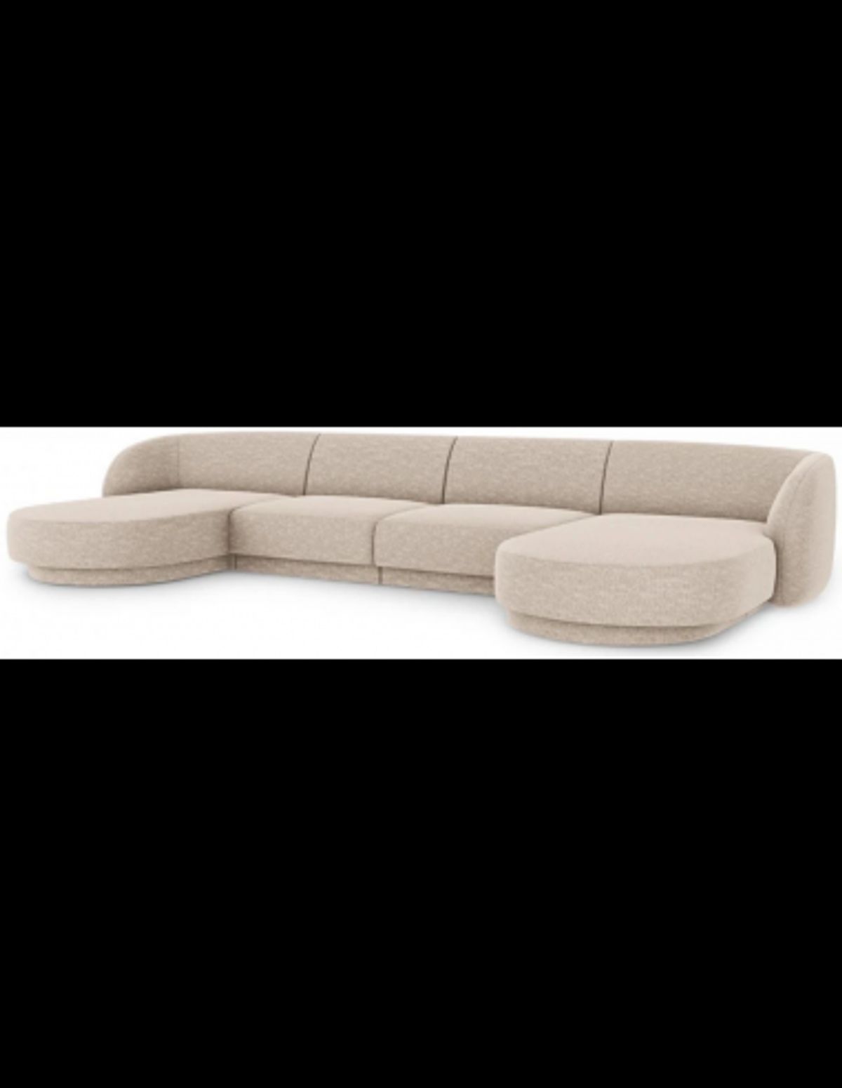 Miley U-sofa i chenille B334 x D155 cm - Beige