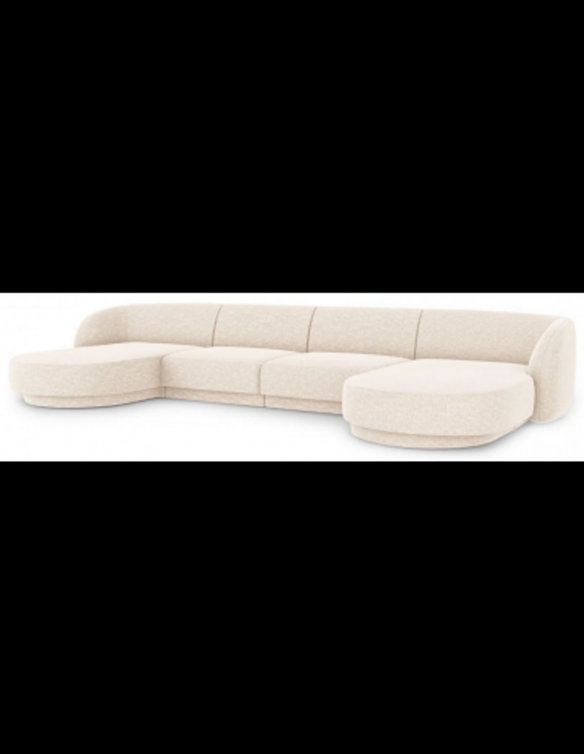 Miley U-sofa i chenille B334 x D155 cm - Lys beige