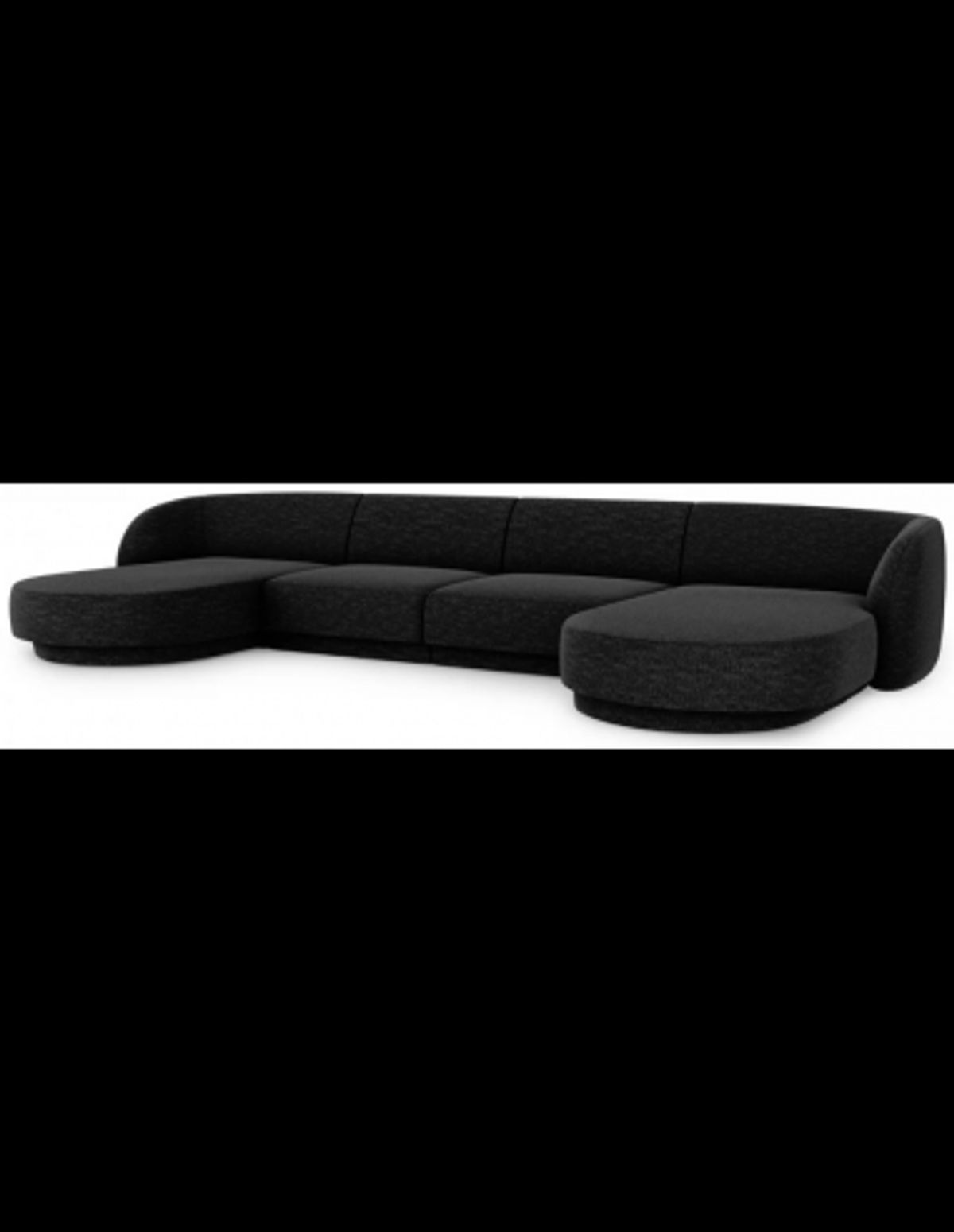 Miley U-sofa i chenille B334 x D155 cm - Sort