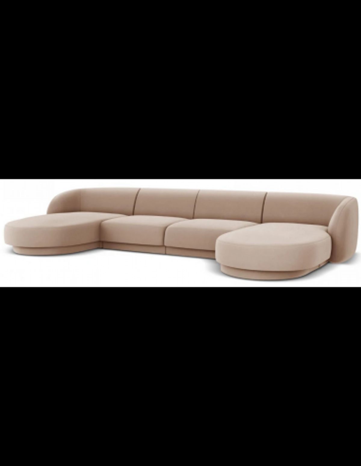 Miley U-sofa i velour B334 x D155 cm - Cappucino