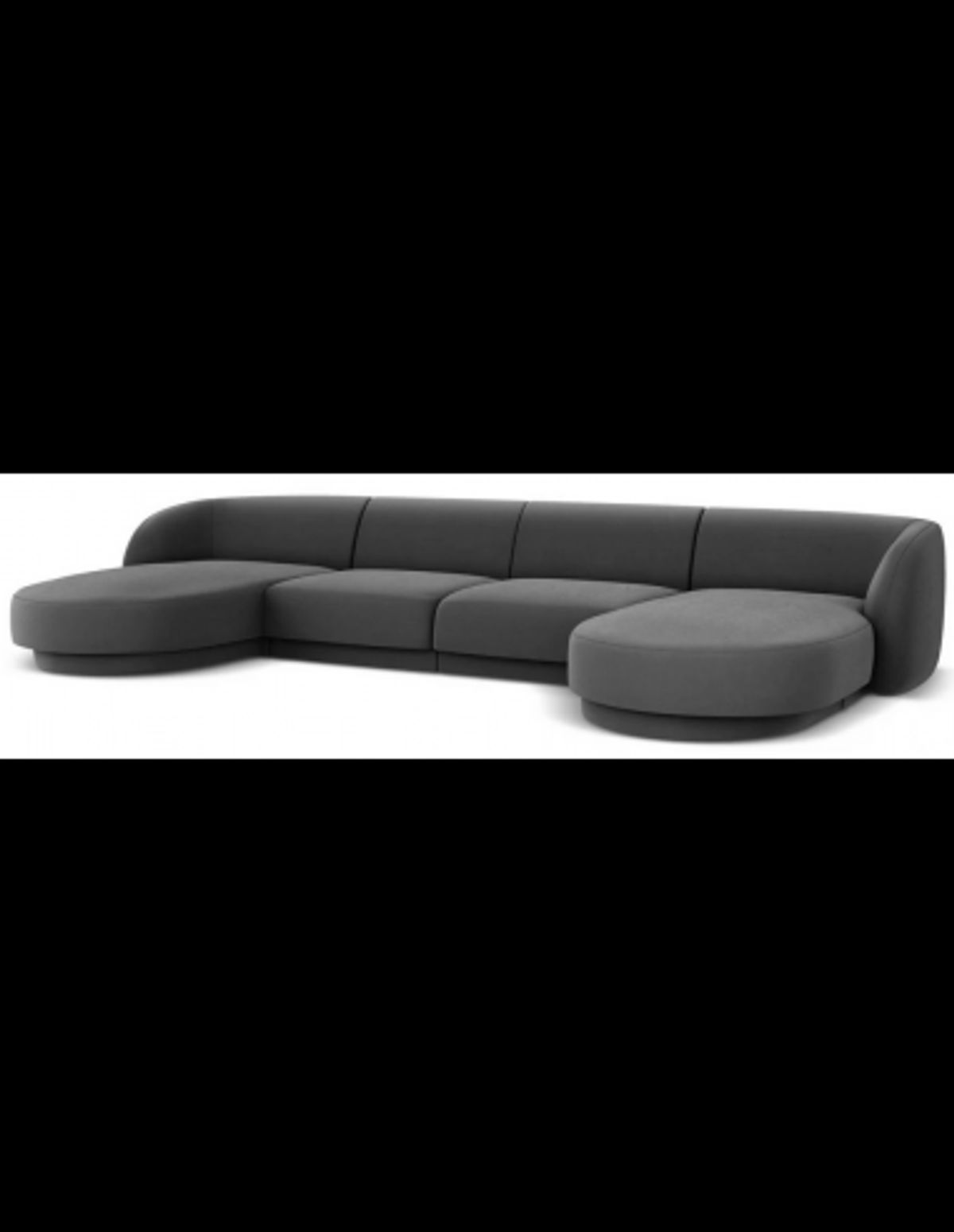 Miley U-sofa i velour B334 x D155 cm - Grå