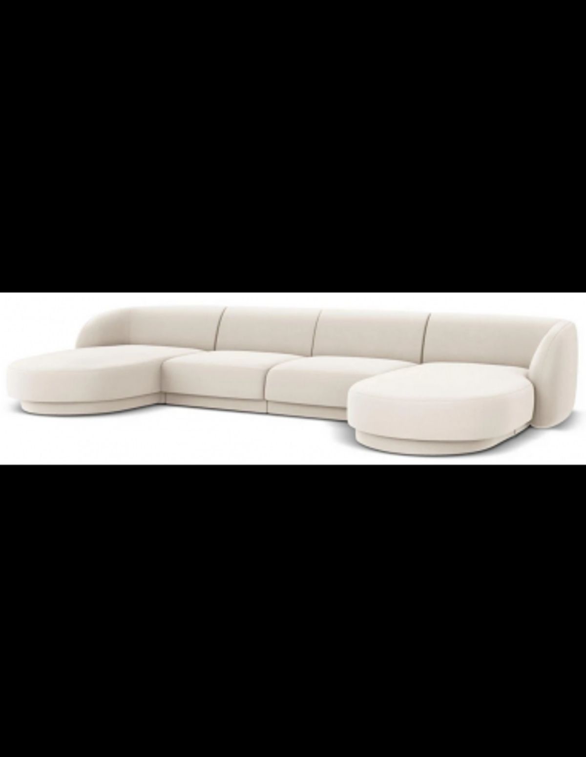 Miley U-sofa i velour B334 x D155 cm - Lys beige