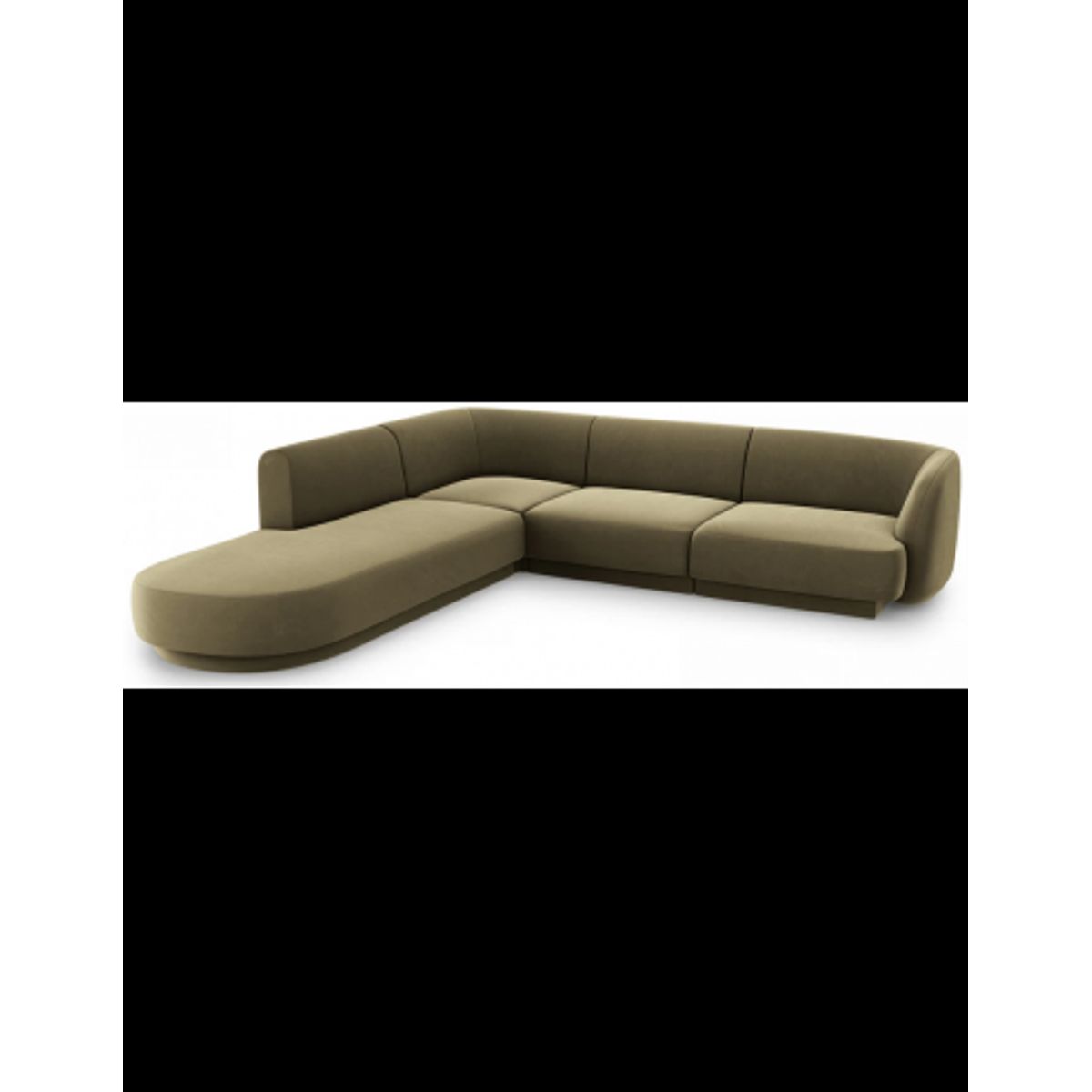 Miley venstrevendt chaiselong sofa i velour B252 x D220 cm - Grøn