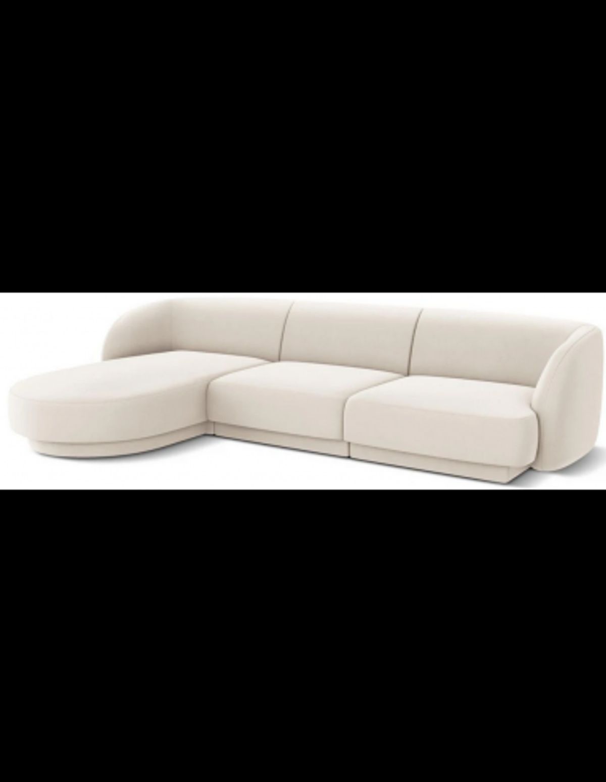 Miley venstrevendt chaiselong sofa i velour B259 x D155 cm - Lys beige