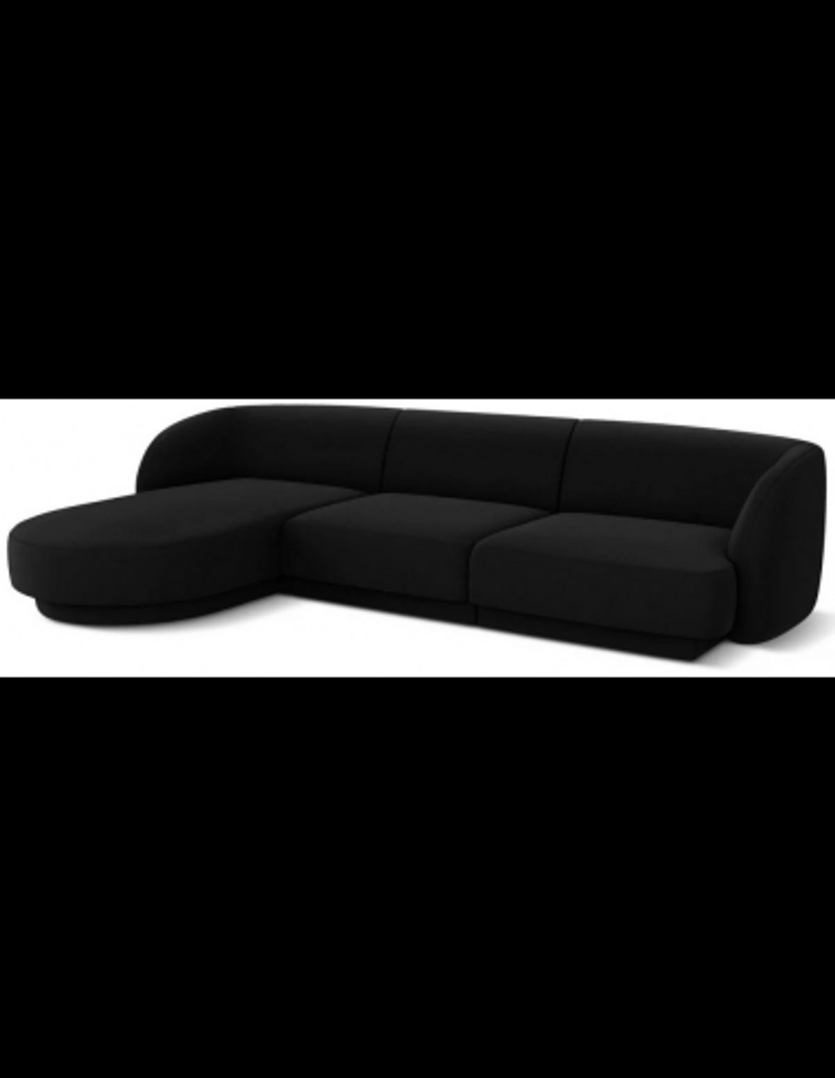 Miley venstrevendt chaiselong sofa i velour B259 x D155 cm - Sort