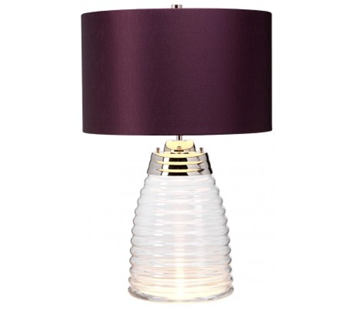 Milne Bordlampe i glas og tekstil H64 cm 1 x E27 - Let røget/Aubergine