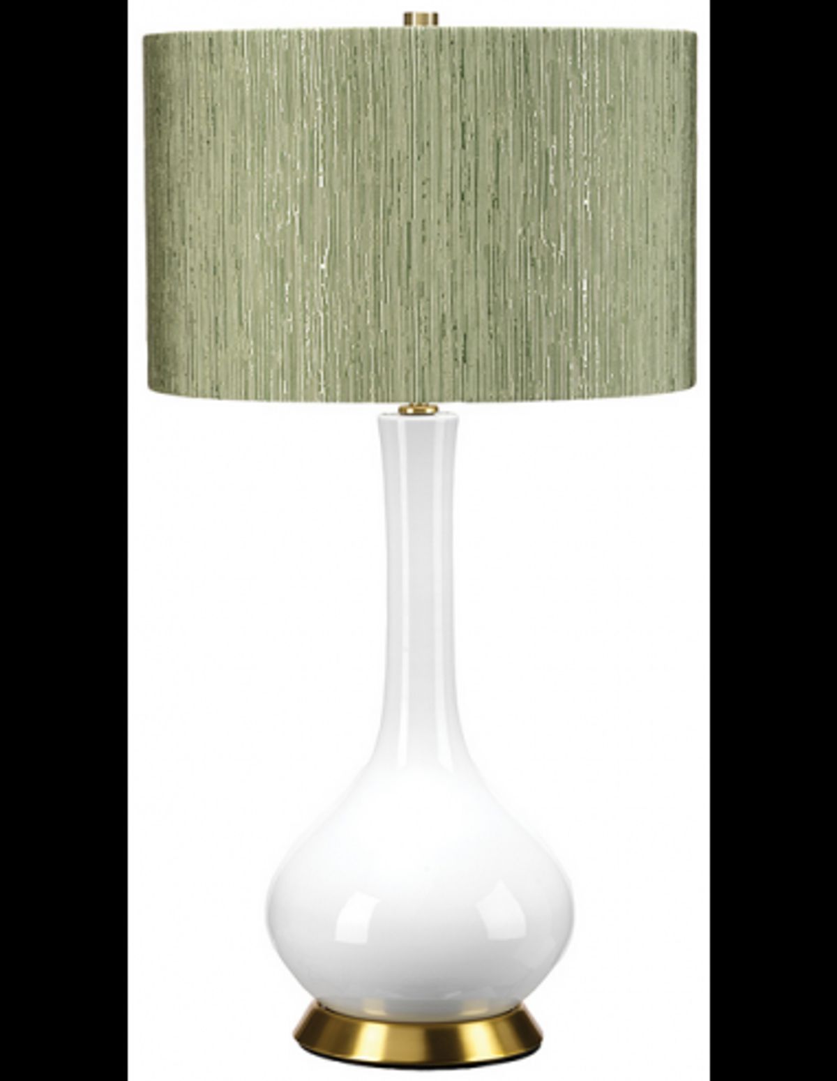 Milo Bordlampe i keramik og polyester H69 cm 1 x E27 - Antik messing/Hvid/Grøn