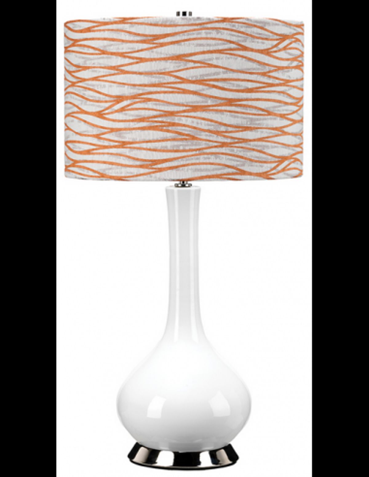 Milo Bordlampe i keramik og polyester H69 cm 1 x E27 - Poleret nikkel/Hvid/Orange