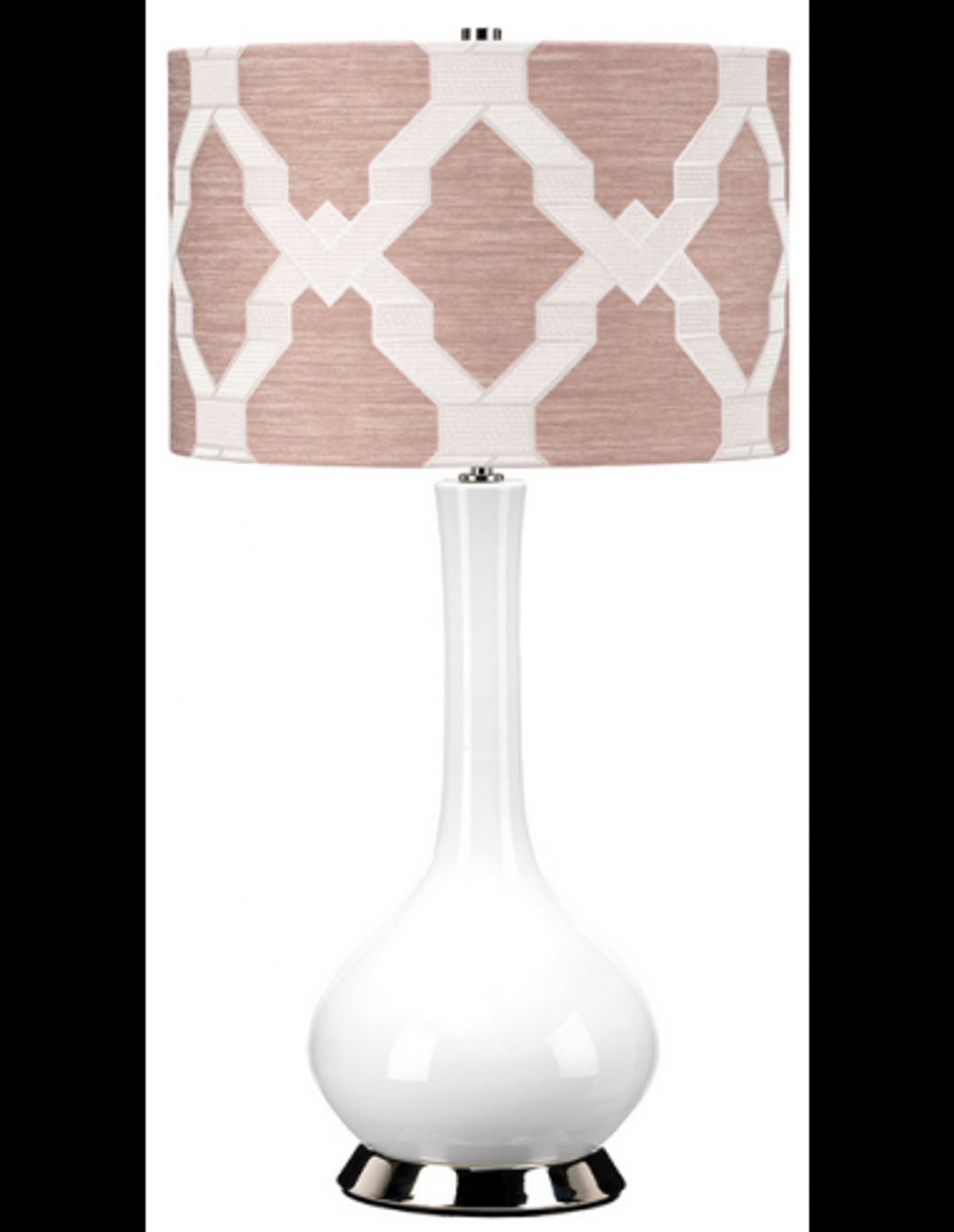 Milo Bordlampe i keramik og polyester H69 cm 1 x E27 - Poleret nikkel/Hvid/Pink