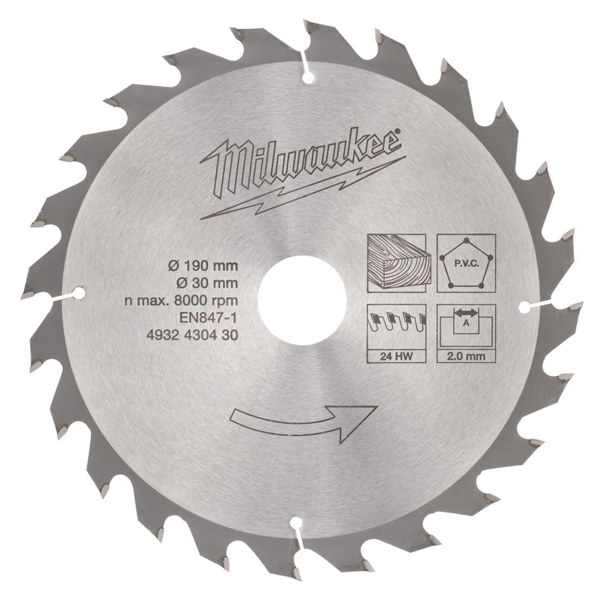 Milwaukee Rundsavklinge 190/30/24T 2,0