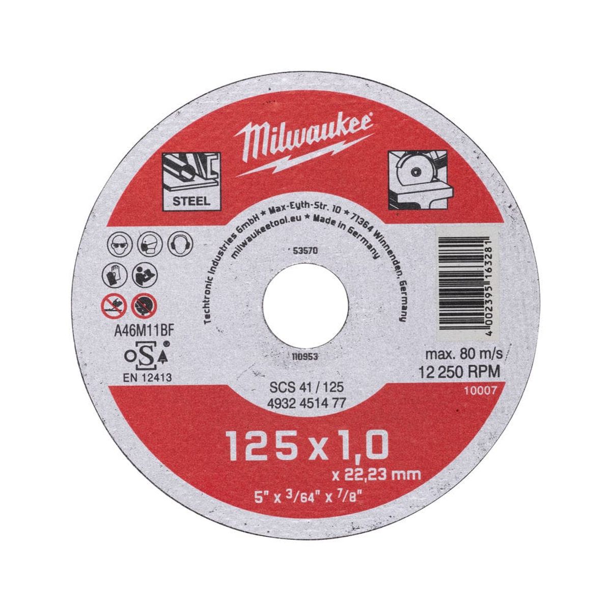 Milwaukee Skæreskive Metal STD 125x1mm