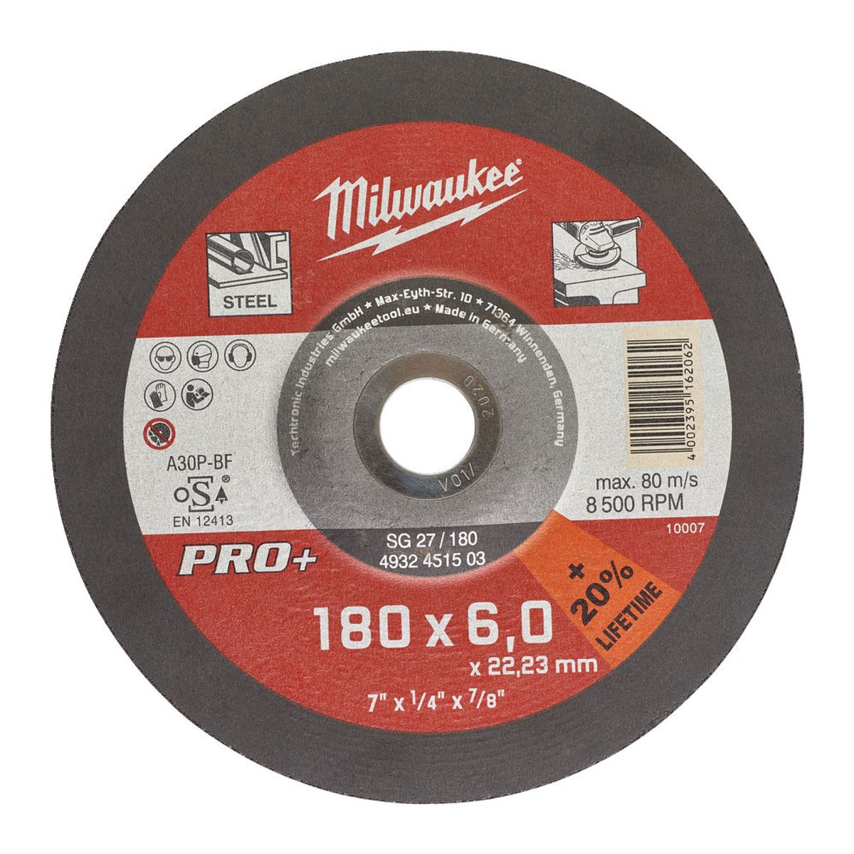 Milwaukee Slibeskive Metal SG 27/180x6 Pro+