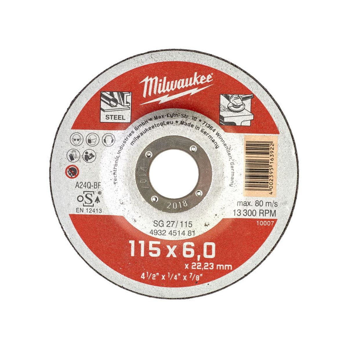 Milwaukee Slibeskive Metal STD 115x6mm