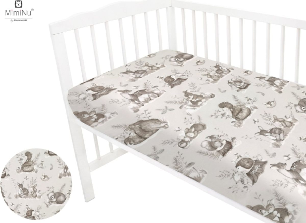 Miminu Miminu Sheet For Cot, Calm Forest Beige, 60 X 120 Cm