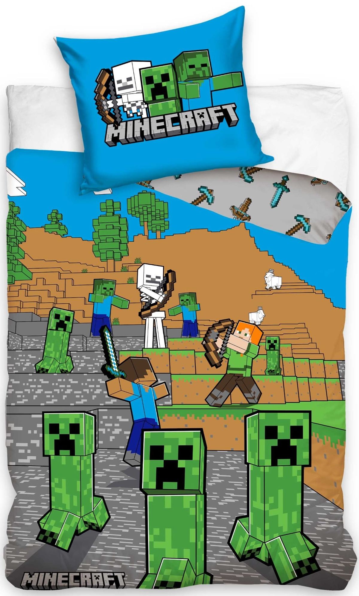 Minecraft Creeper Enderman Gamer Sengetøj - 100 procent bomuld