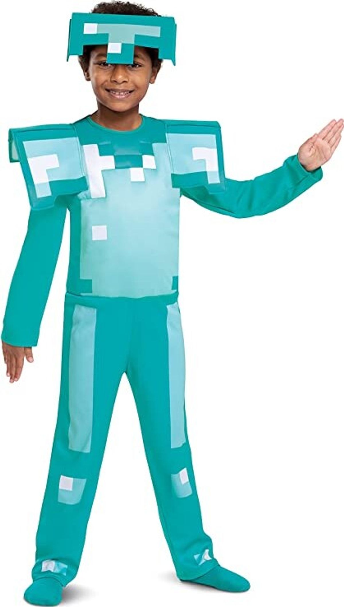 Minecraft Kostume Til Børn - Diamant Rustning - 116 Cm