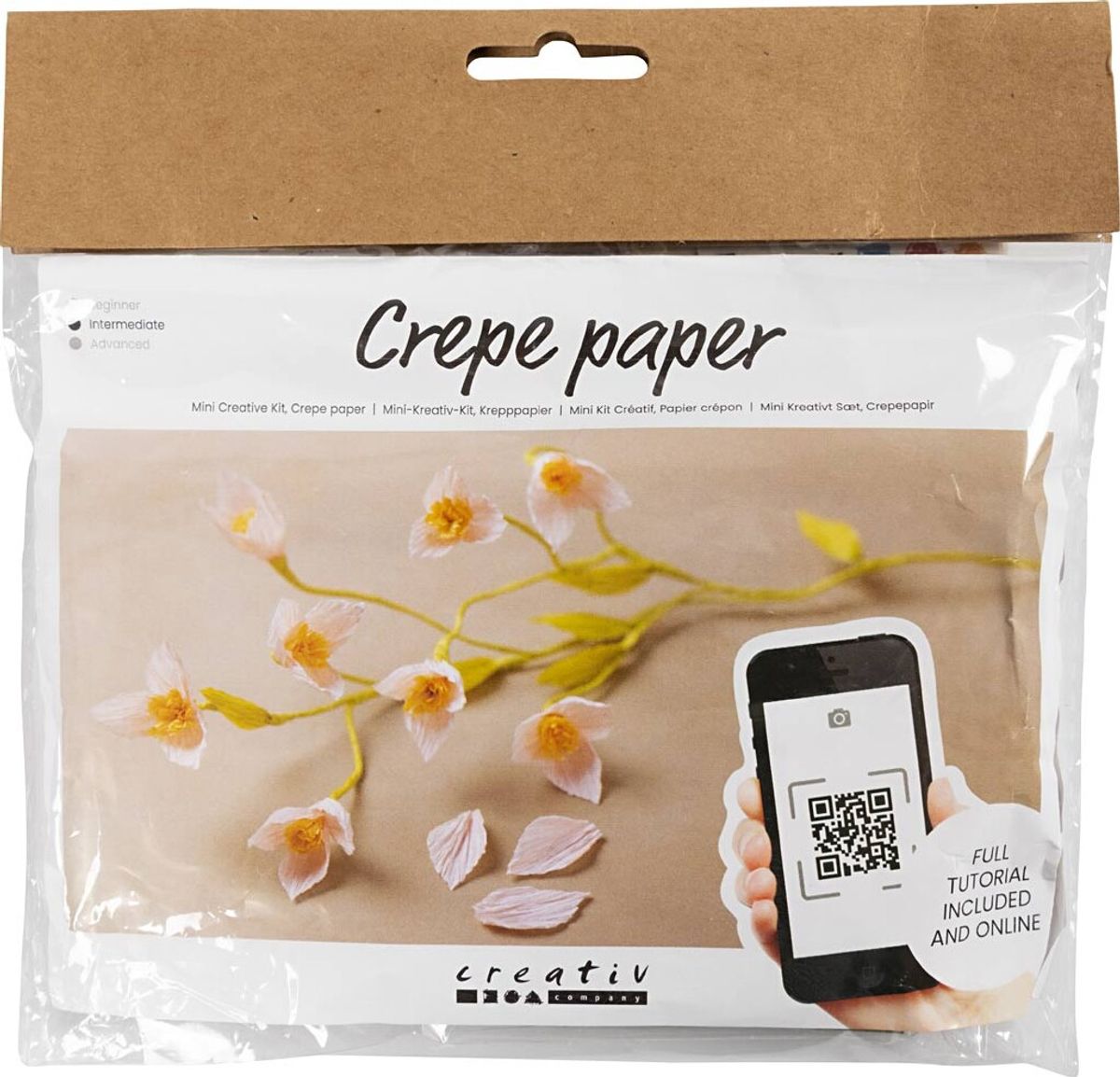 Mini Diy Kit Crepepapir - Kirsebærgren - Stræk/crepe 180% - 105 G