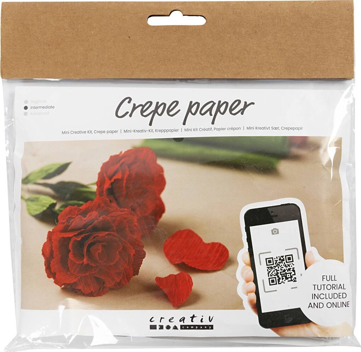 Mini Diy Kit Crepepapir - Roser - Stræk/crepe 180% - 105 G