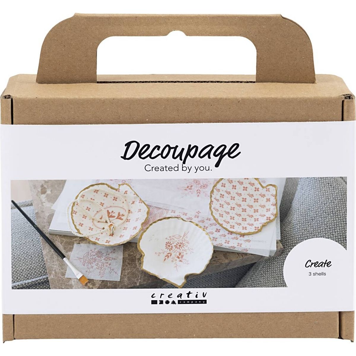 Mini Diy Kit Decoupage - Muslingeskaller - Soft Rosa