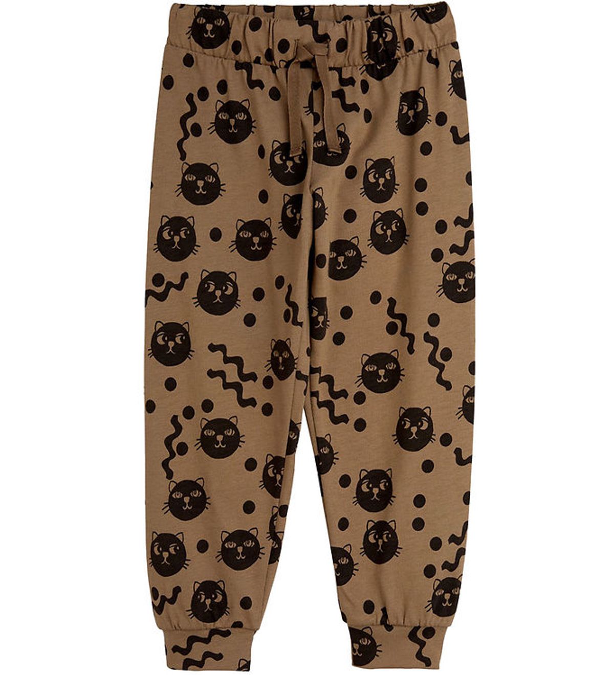 Mini Rodini Sweatpants - Squiggly Cats AOP - Brown