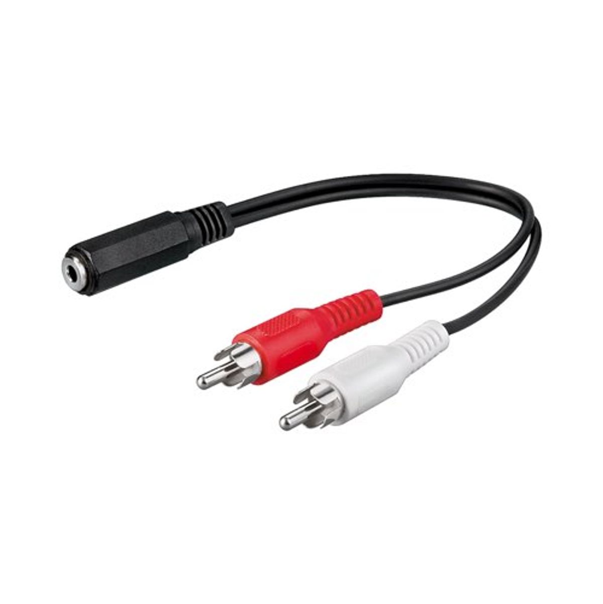 Minijack 3.5mm/3-pin til 2xrca adapter - 0,2m (hun/han) (Sort) - Goobay