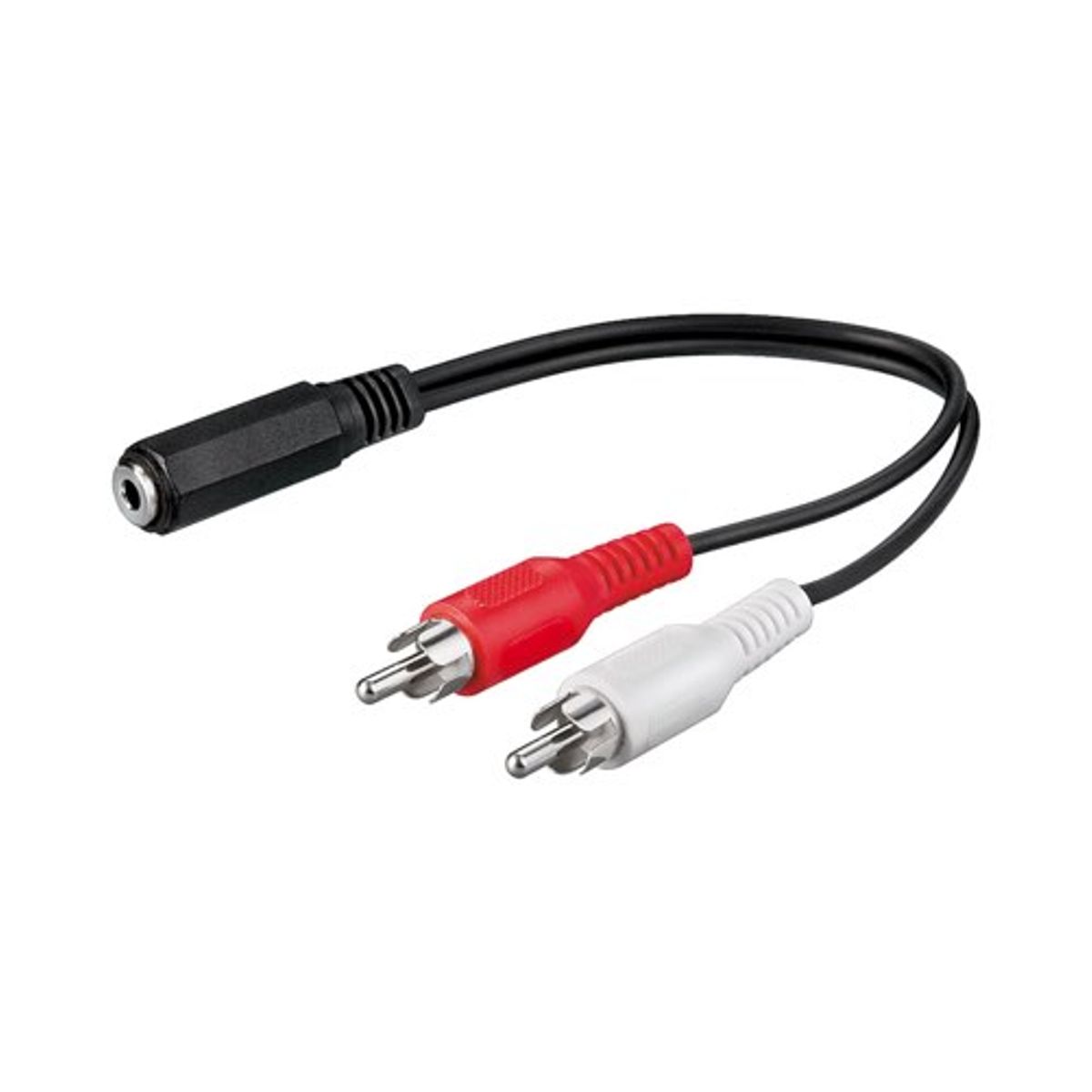 Minijack 3.5mm/3-pin til 2xrca adapter - 1,4m (hun/han) (Sort) - Goobay (Kopier)