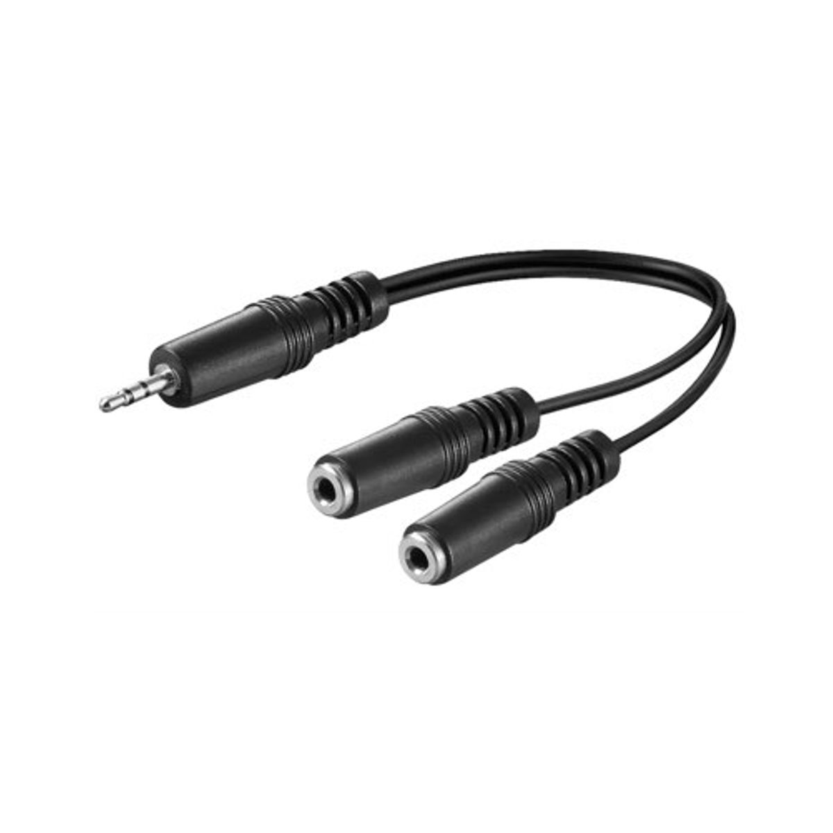 Minijack 3.5mm Y-adapter - 0,2m (hun/han) (Sort) - Goobay