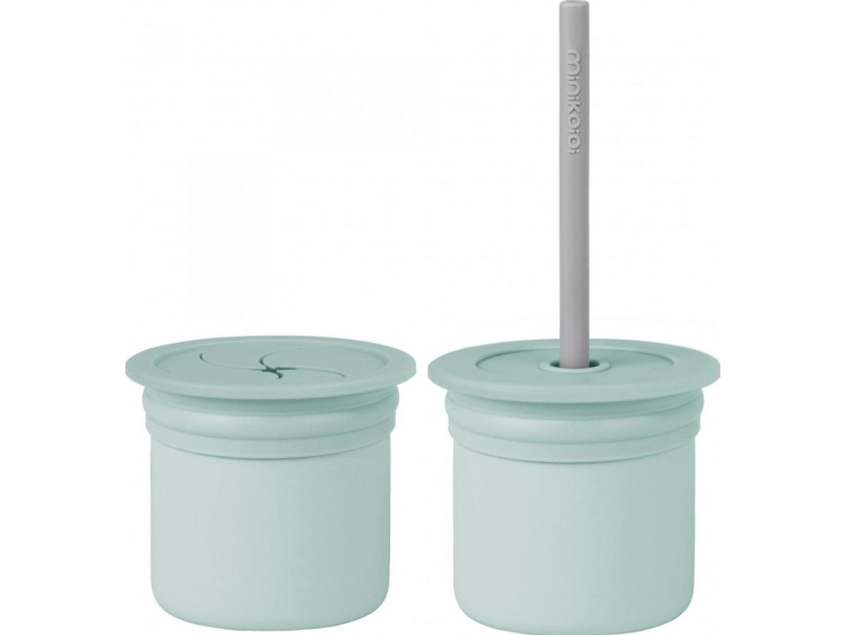 Minikoioi Minikoioi Mini Cup Sip+Snack 2In1, 6M+, River Green/Powder Grey, 101260008