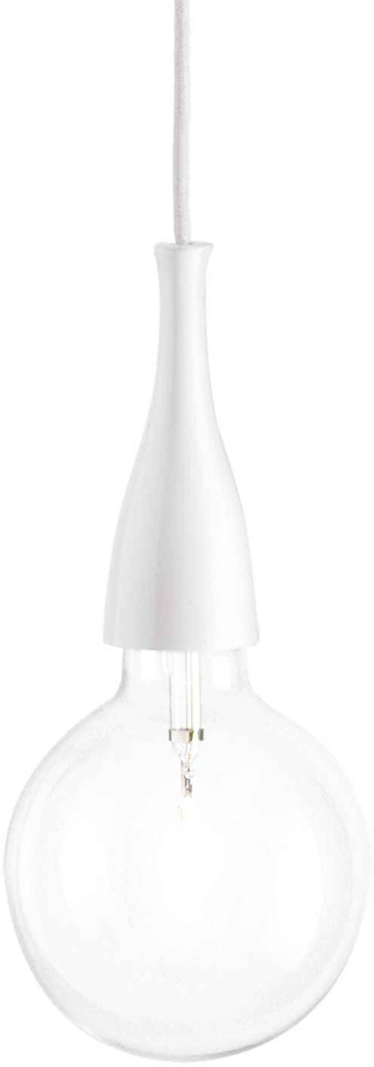 Minimal, Pendel lampe, E27 max 1 x 70W, E27, hvid, metal, stof, glas, Ø125xHmin350/max2420mm