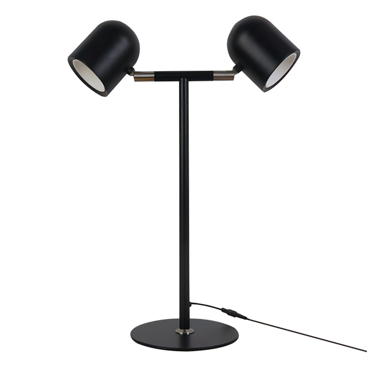 Minimalistisk Skrivebordslampe - Med Base & To lamper - Sort