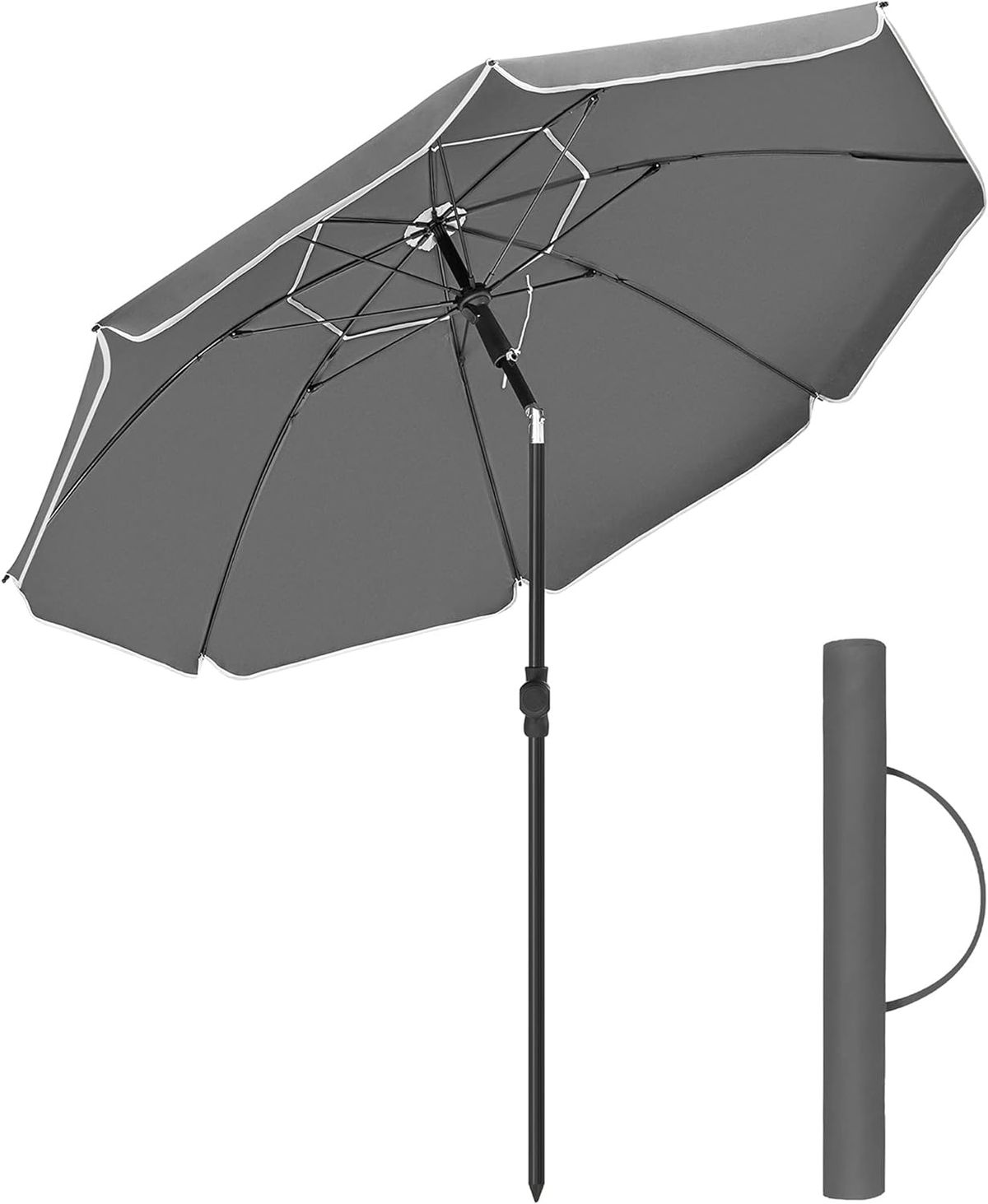 Minimalistisk strandparasol i sort (200cm)